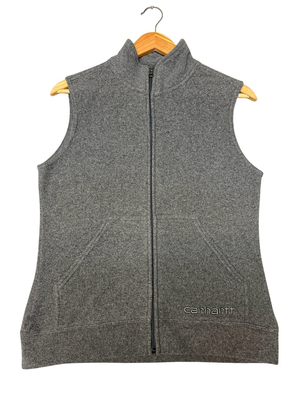 Carhartt Vest Womens Small Gray Fleece Full Zip Stand Collar Pockets Workwear